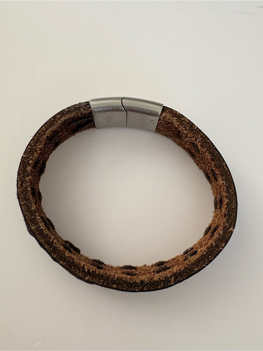 Brown Braided Leather Men's Bracelet